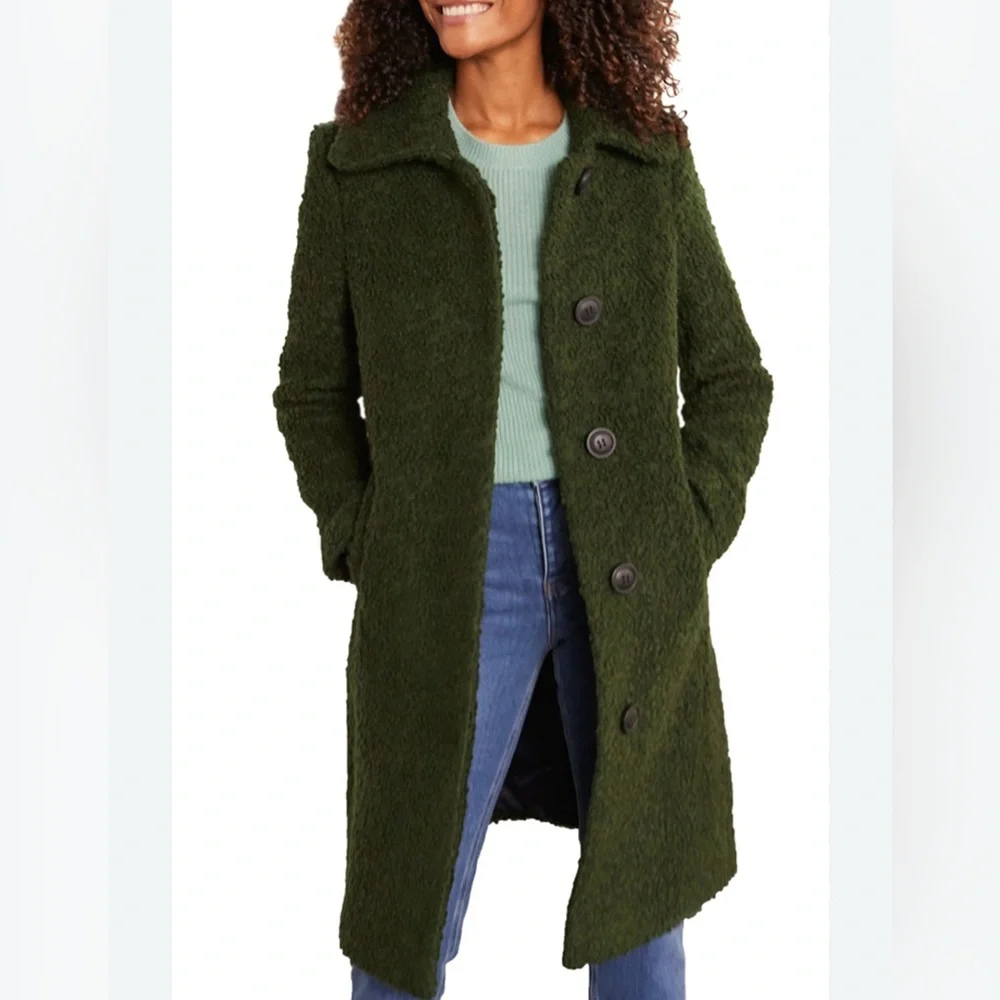 Boden Green Textured Pea Coat - Picture 2 of 11